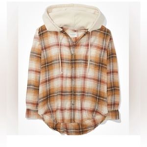 American Eagle Outffiters Oversized Hooded Flannel Shirt